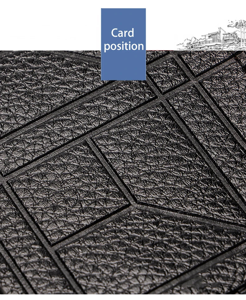 Men's Checkered PU Leather Wallet - Multi Card Slot, Business Style, Solid Color, Ideal Gift for Men