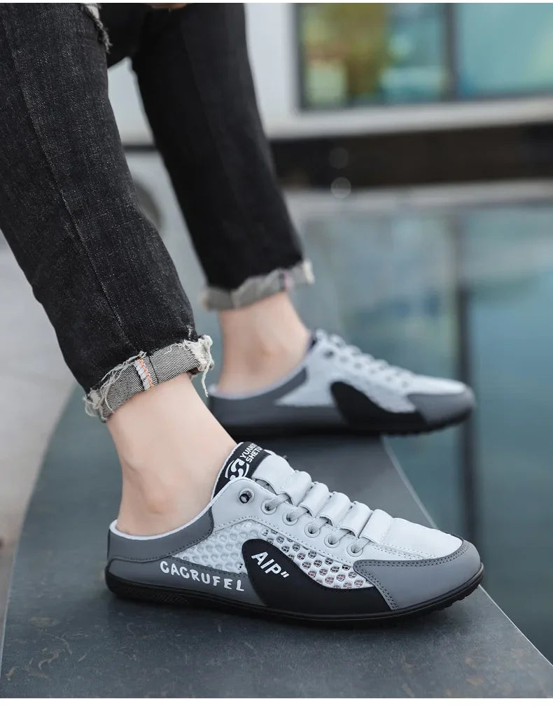 Men's Fashion Soft-soled Half Slippers Summer Trendy Bottom Casual Shoes Soft Sole Support Shoes Sneakers Half Drag Sandals