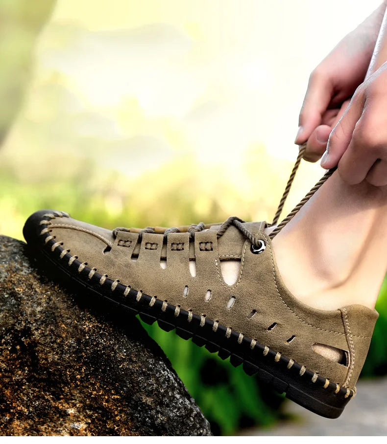 Men Leather Sandals Comfortable Outdoor Casual Shoes 2022 Summer Beach Casual Walking Male Sneakers Men Beach Casual Sandals