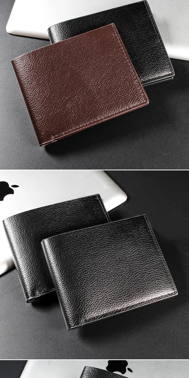 New Men's Wallet Genuine Leather Men Wallets Premium Product Real Cowhide Wallets for Man Short Black Walet Portefeuille Homme