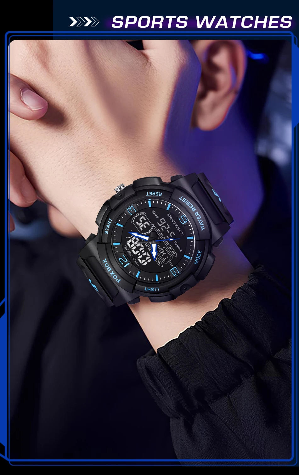 LIGE New Watches For Men 50M Waterproof Clock Alarm reloj hombre LCD Dual Display Wristwatch Quartz Military Sports Mens Watches