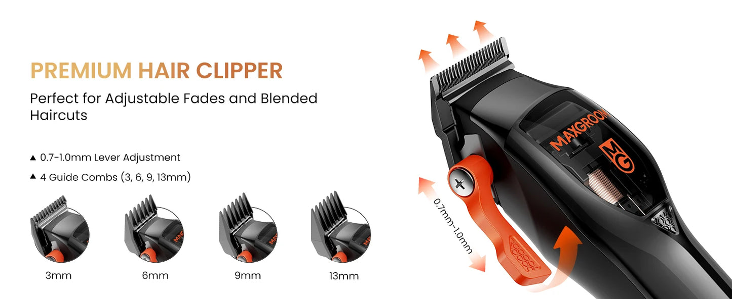 MAXGROOM Professional Hair Clippers&Trimmers Set for Men Premium Home Haircut Kit Cordless Hair Cutting Clippers and Trimmer Set