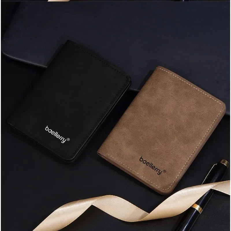 New Baellerry Wallet for Men PU Leather Front Pocket Minimalist Money ClipTravel Essentials Black blue brown gray four colors