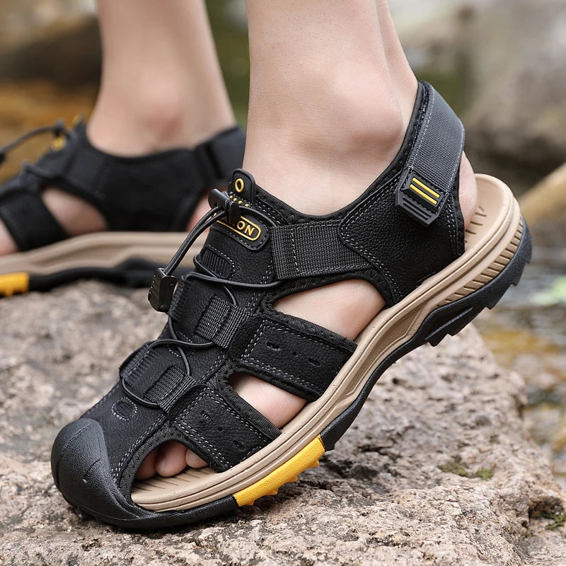 Summer Men Sandals Genuine Leather Mens Casual Shoes Outdoor Men Leather Sandals for Men Beach Shoes Roman mens Shoes