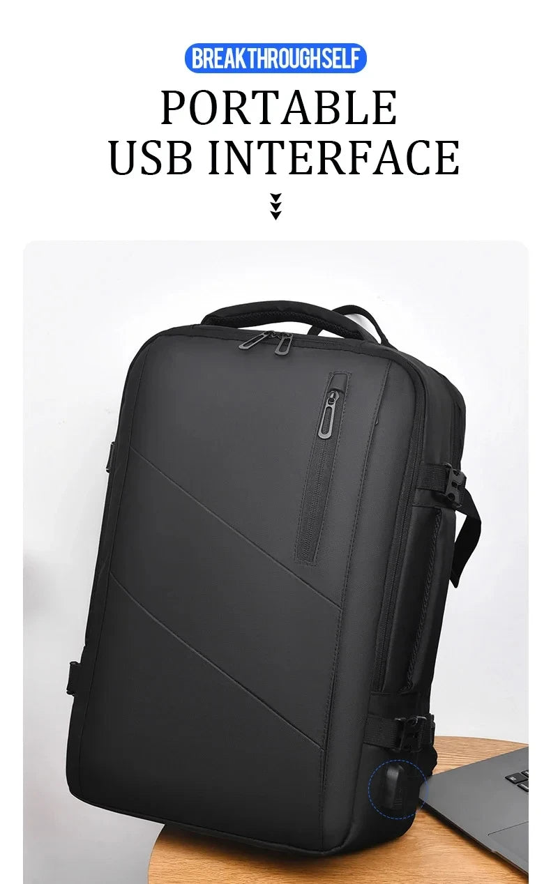 Large Capacity Men's Backpack Expandable Business Travel Bag 15.6 inch Laptop Waterproof Backpack USB Charging Camping Baggage