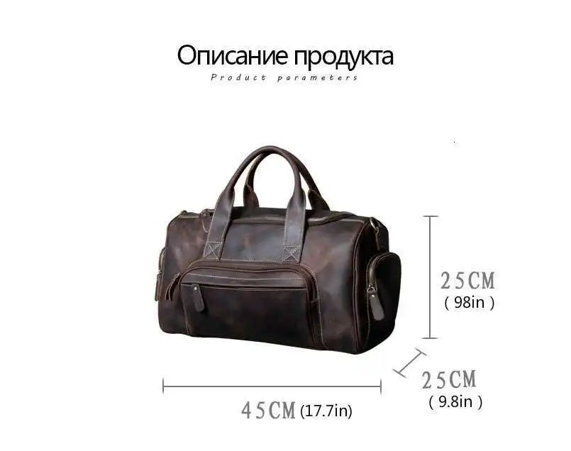 New Men's Leather Travel Bag Premium Genuine Leather Business Backpack - RFID Anti-Theft Outdoor Duffel Bag for Business