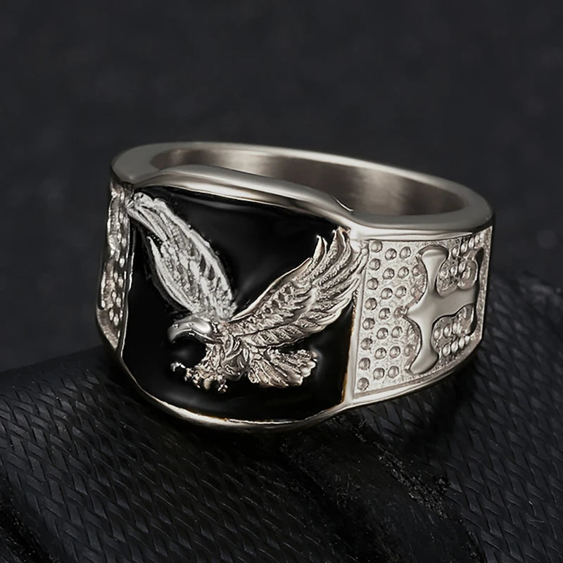 Huitan Unique Bright Eagle Unisex Rings Gorgeous Hip Hop Party Jewelry for Men/Women Chic Fashion Punk Stylish Finger Accessory