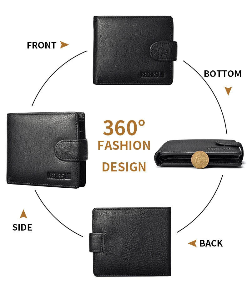 Genuine leather Men's Wallet Classic Style Short Multi-Card Wallet Coin Pocket Wallet High-End Minimalist wallet for Men