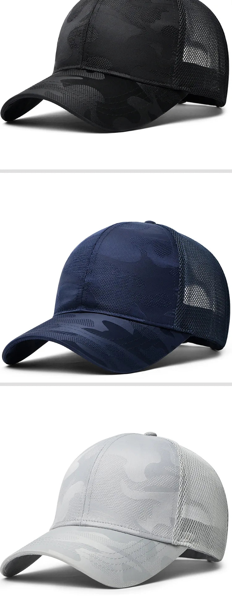 New Men Baseball Cap for Big Head Camouflage Trucker Hat Big Size Adjustable Hat Outdoor Golf Caps