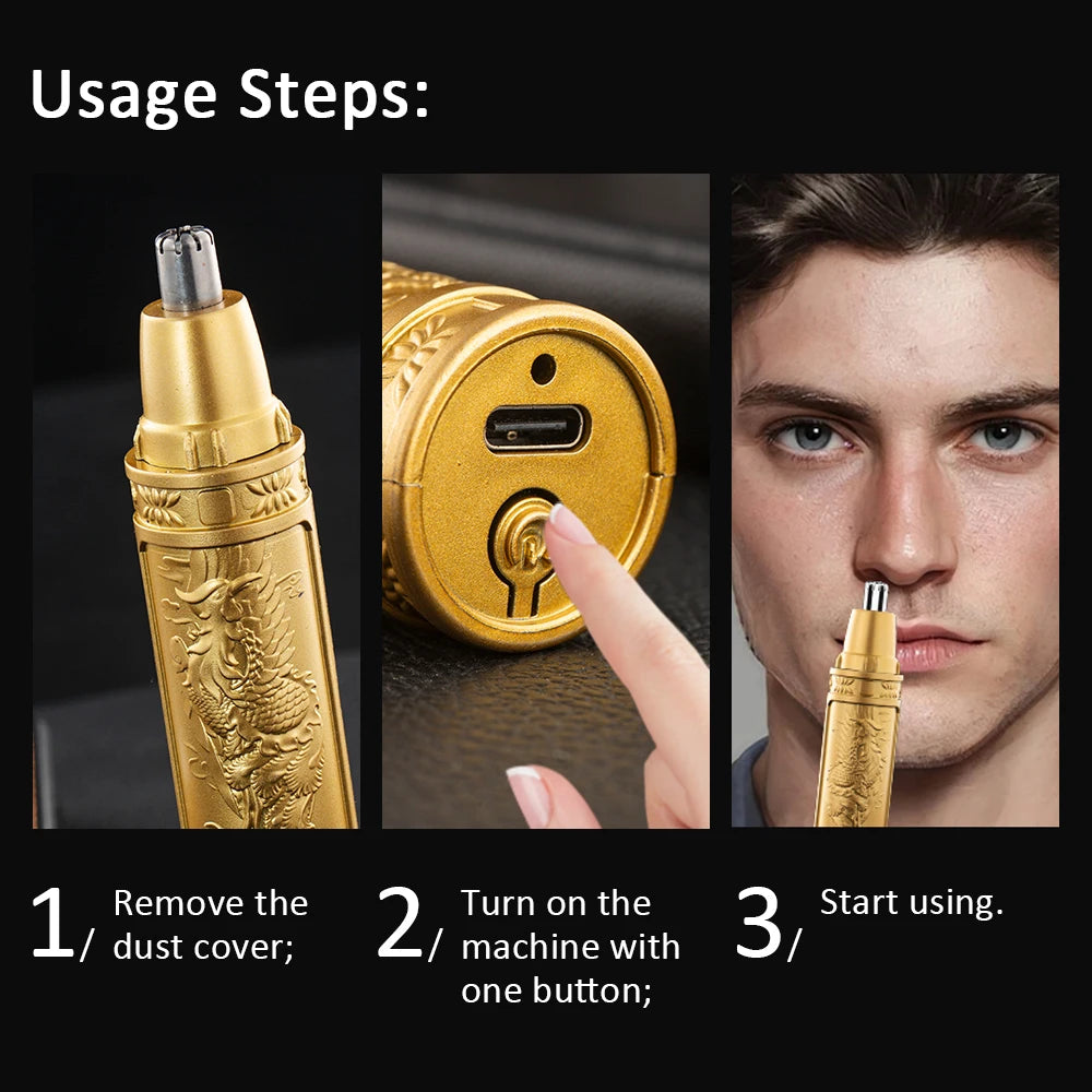 Men's Electric  Ear and Nose Hair Trimmer 360 Rotating Dual-Blade Electric Shaver Professional Ear Nose Hair Clipper Facial Hair