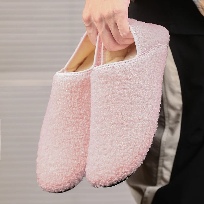 Men Winter Slippers Women Warm Shoes Soft Plush Flats Casual Shoes Male Loafers Lightweight Home Walking Couples Shoes Footwear