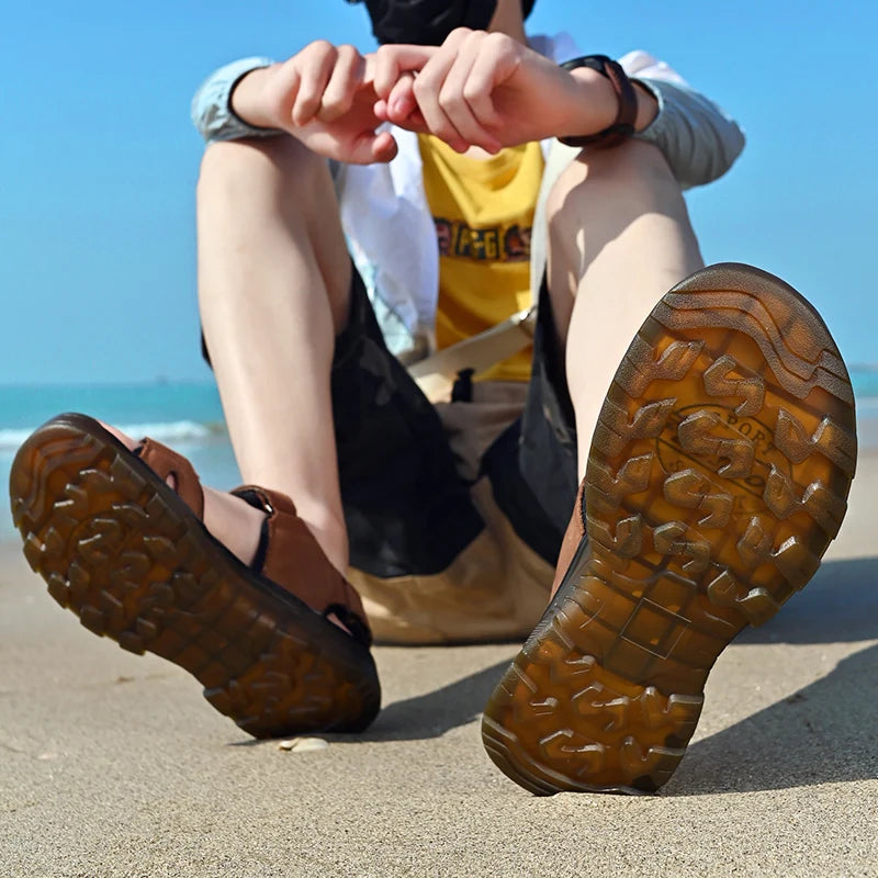 Outdoor Summer Genuine Leather Sandals Men Shoes 2022 Comfortable Sandal Male Sandalias Hiking Chaussure High Quality Shoes Men