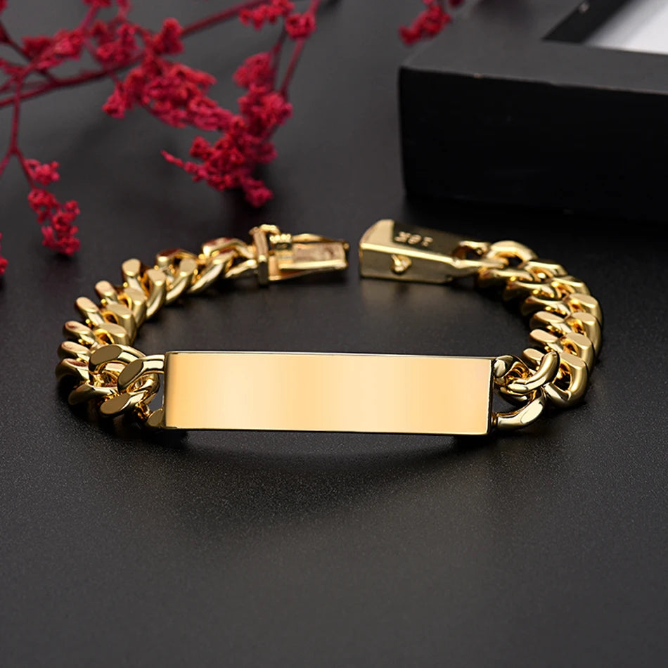 New high quality 18K Gold 10MM chain bracelets for man women fashion original jewelry wedding Accessories party Christmas gifts