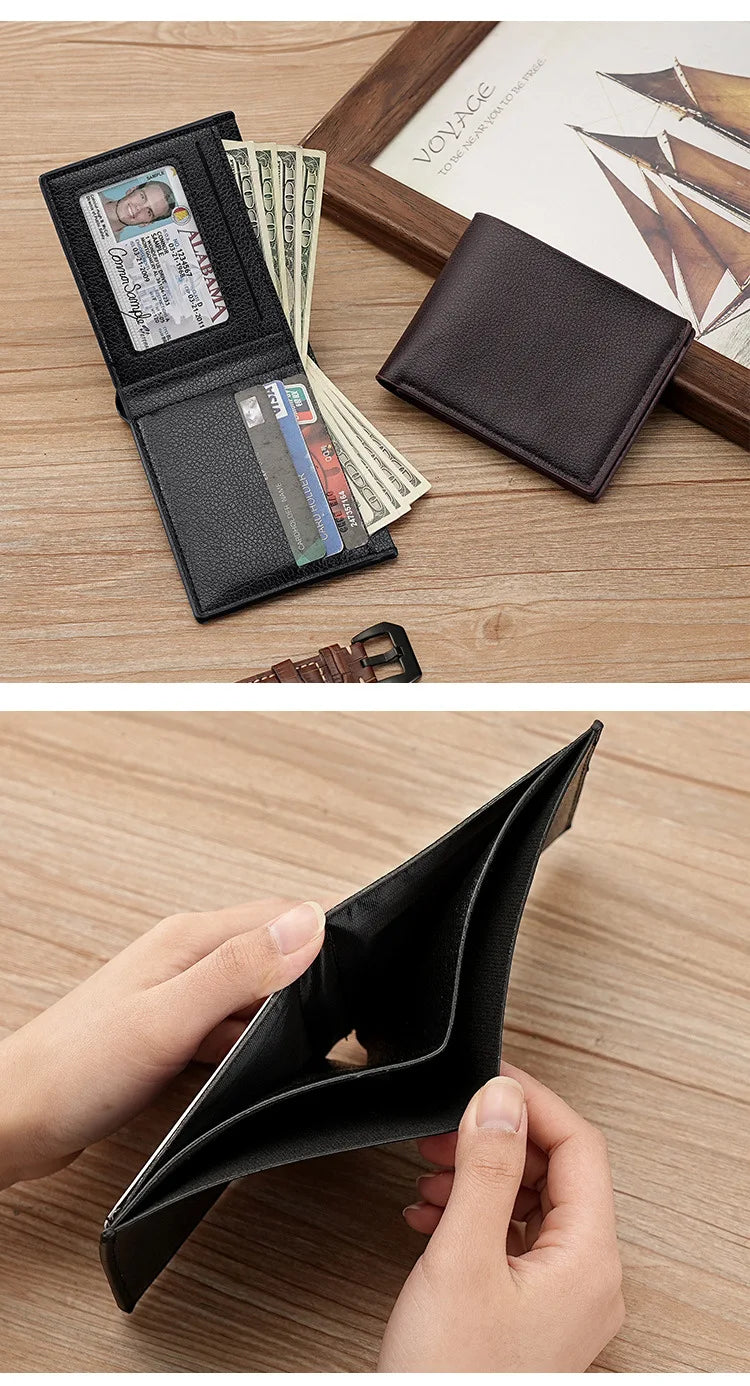 New Men's Wallet PU Leather Men Wallets Business Wallets for Man Short Black Walet Portefeuille Homme