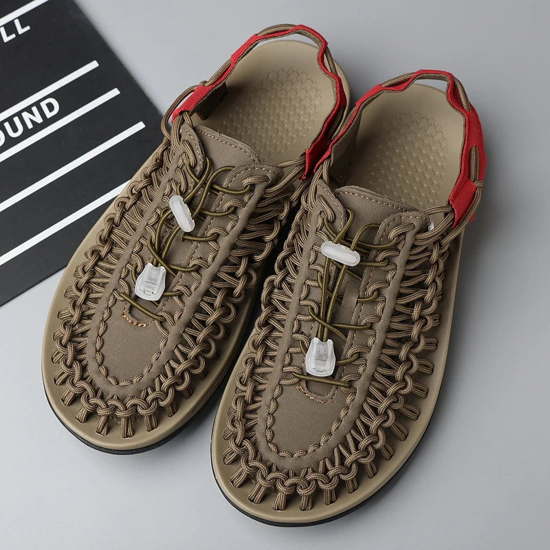 Men's braided casual outdoor sandals oversized sandals summer breathable oversized traceable shoes Roman sandals design Logo