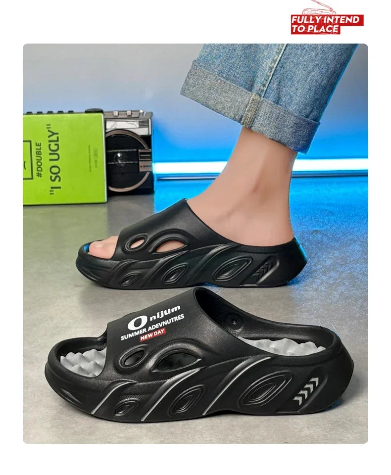 Summer Men's Massage Slippers Indoor Outdoor Sandals Beach Men Casual Shoes Comfortable Slides Flip-flop Men Women Home Slippers