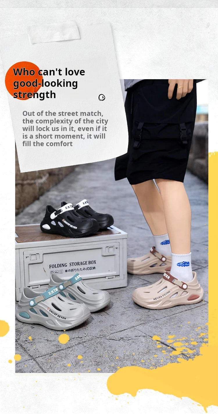 Men's Outdoor Sandals Sport Slippers Beach Slides Breathable Clogs Men Women Casual Garden Shoes Non-slip Men Outdoor Sandals