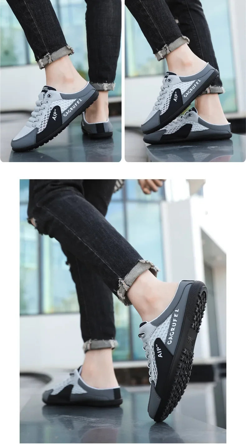 Men's Fashion Soft-soled Half Slippers Summer Trendy Bottom Casual Shoes Soft Sole Support Shoes Sneakers Half Drag Sandals
