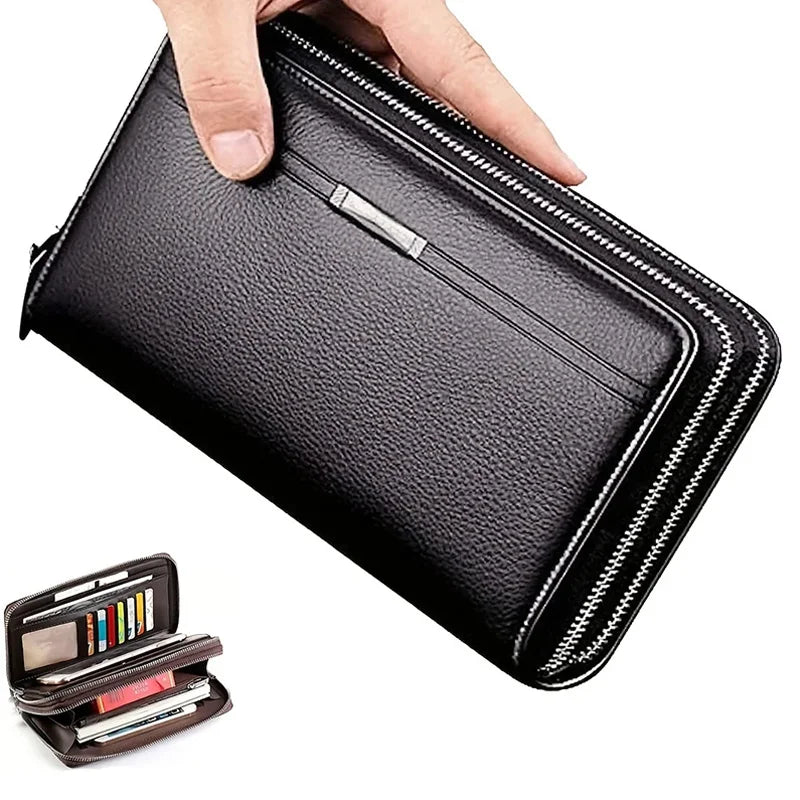 Men's wallet long money foreskin leather handbag large business handbag mobile phone card holder men's gift father son husband b