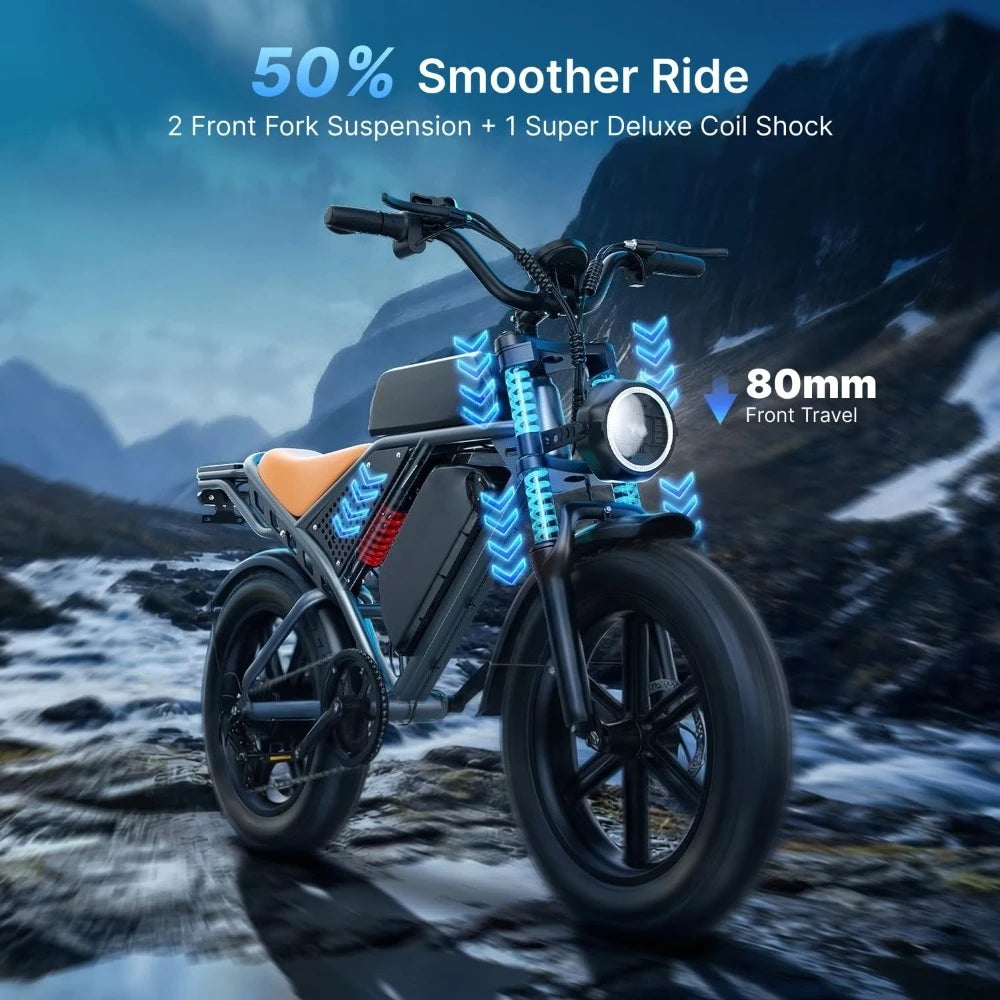 QS7 Electric Bike for Adults, 2000W Peak Power 28MPH E-Bike, 48V 20Ah/35Ah/60Ah Battery Options, 35–180 Mile Range,Customized