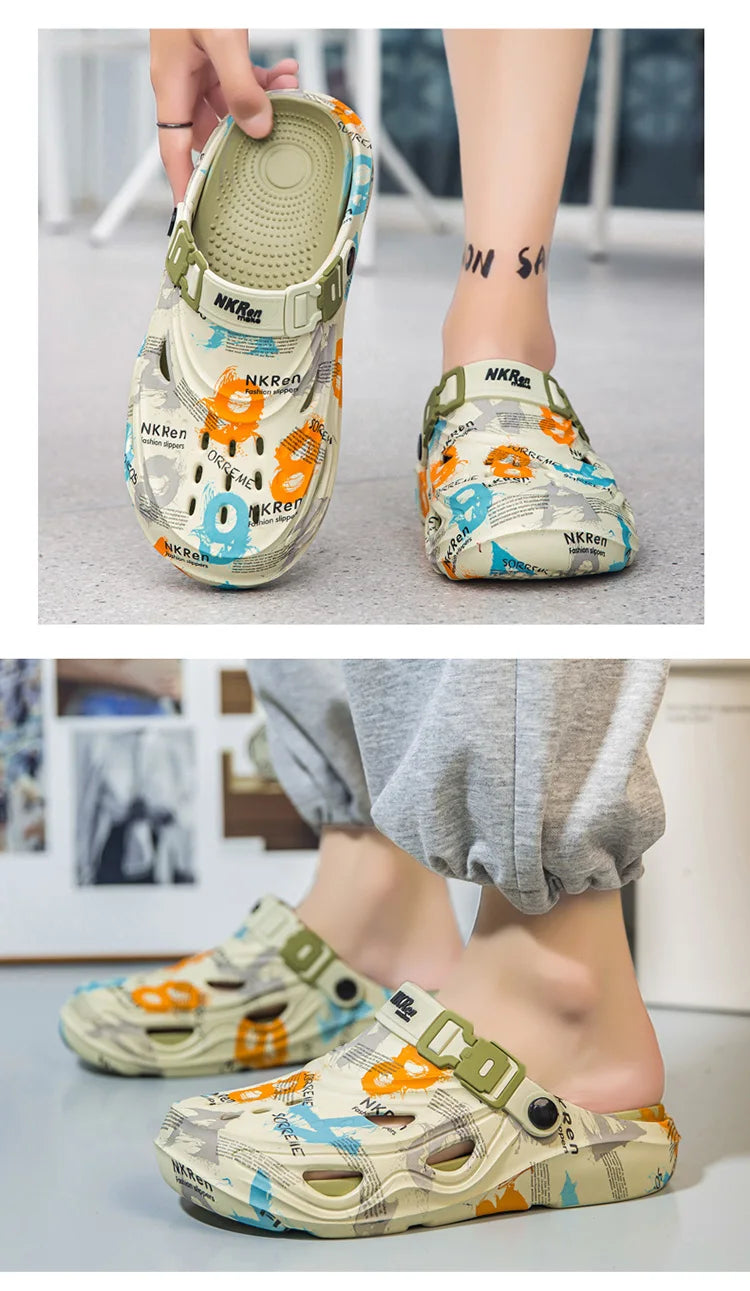 2025 New Men's Clogs Slippers Home Platform Sandals Summer Outdoor Beach Water Shoes Non-slip Male Sneakers Lightweight Sandals