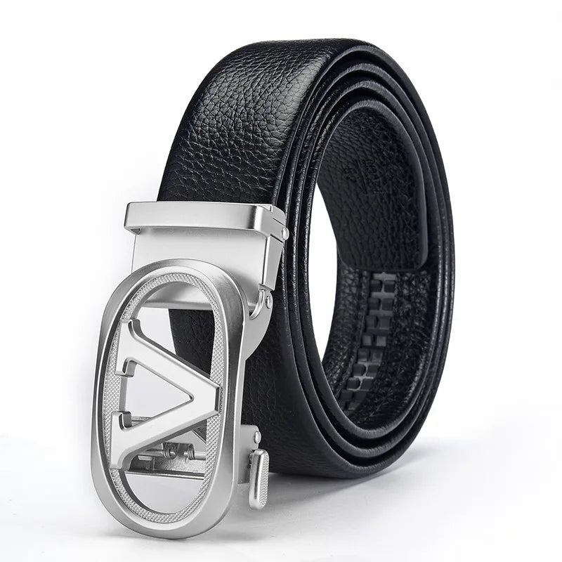 Belt, Men's Fashion, Student Automatic Buckle Leather Belt, Men's Business Casual Versatile Men's Pants Belt