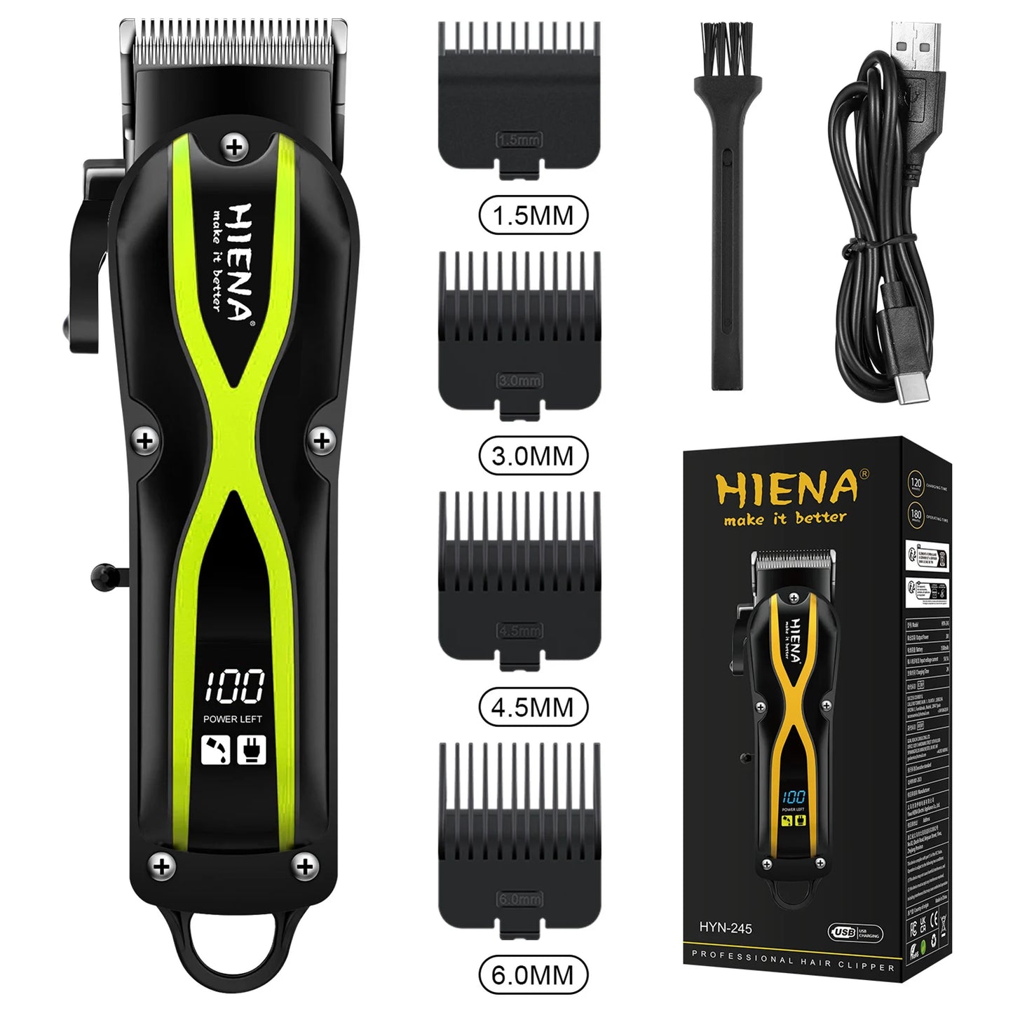 HIENA Hair Clippers for men Rechargeable Cordless Hair Trimmer Head Shavers haircut Professional barber hair cutting machine