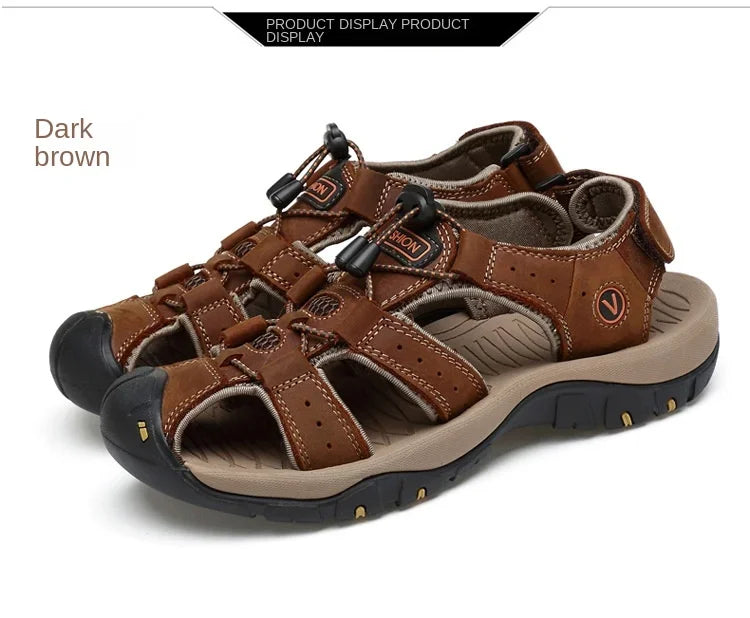 Sandals Summer New Men'sHollow Breathable Sandals Slippers Outdoor Baotou Beach Shoes Dad's Shoes Mens Shoes sandalias2024