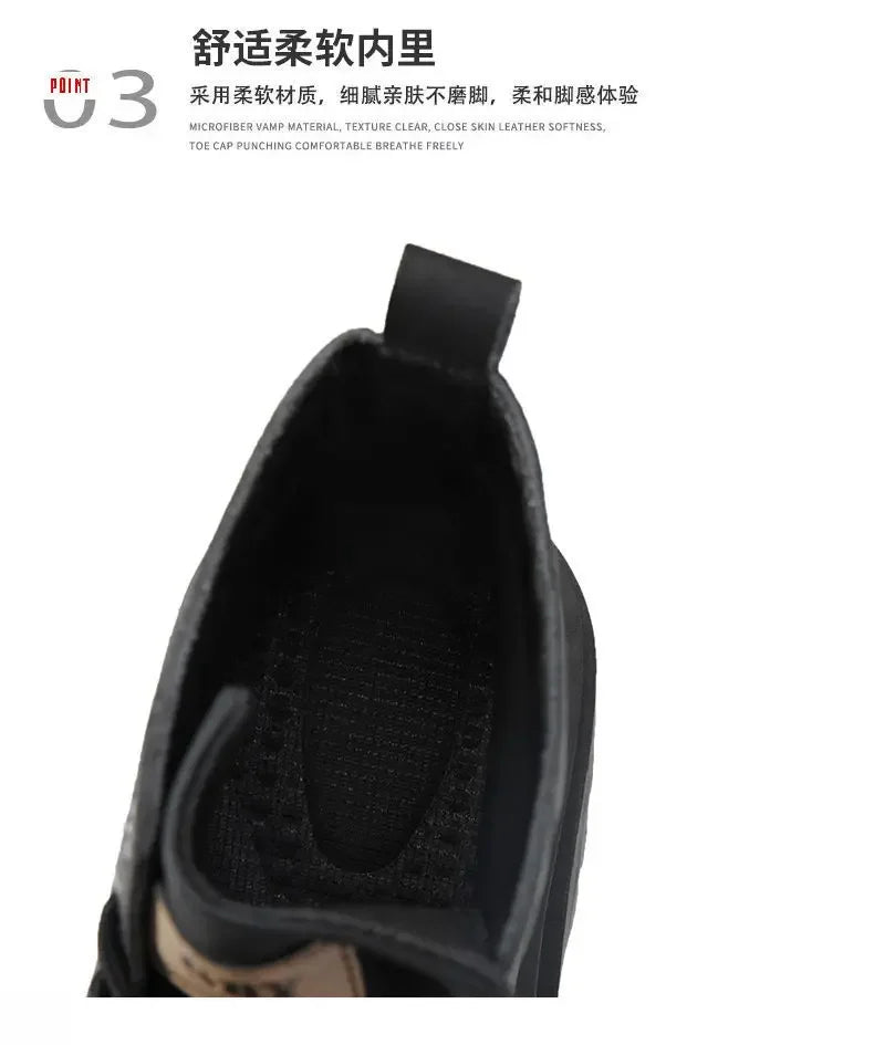 Men Boots Autumn Leather Waterproof Mid-top Sports Shoes New Fashion Ankle Boots Casual Outdoor Hiking Boots Shoes Male Sneakers