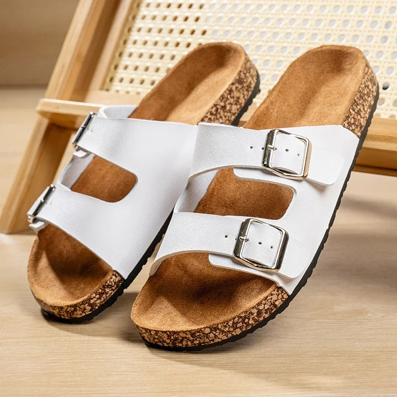Fashion Classic Unisex Slippers For Men Comfortable Summer Cork Shoes For Men Outdoor Sandals Microfiber