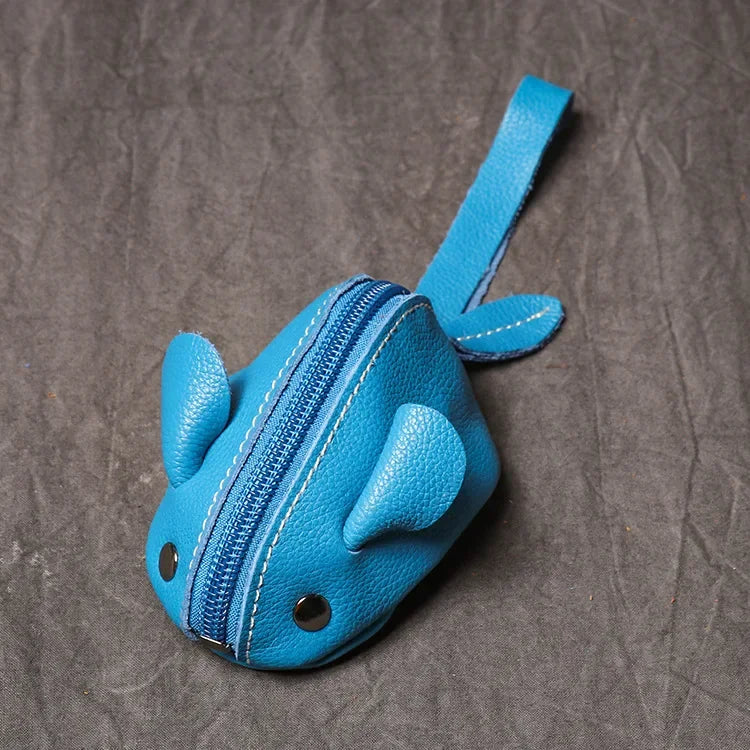 Cute Mini Mouse-Shaped Leather Wallet - Durable Brown, Zippered, Ideal for Men & Women, Perfect for Organizing Small Items