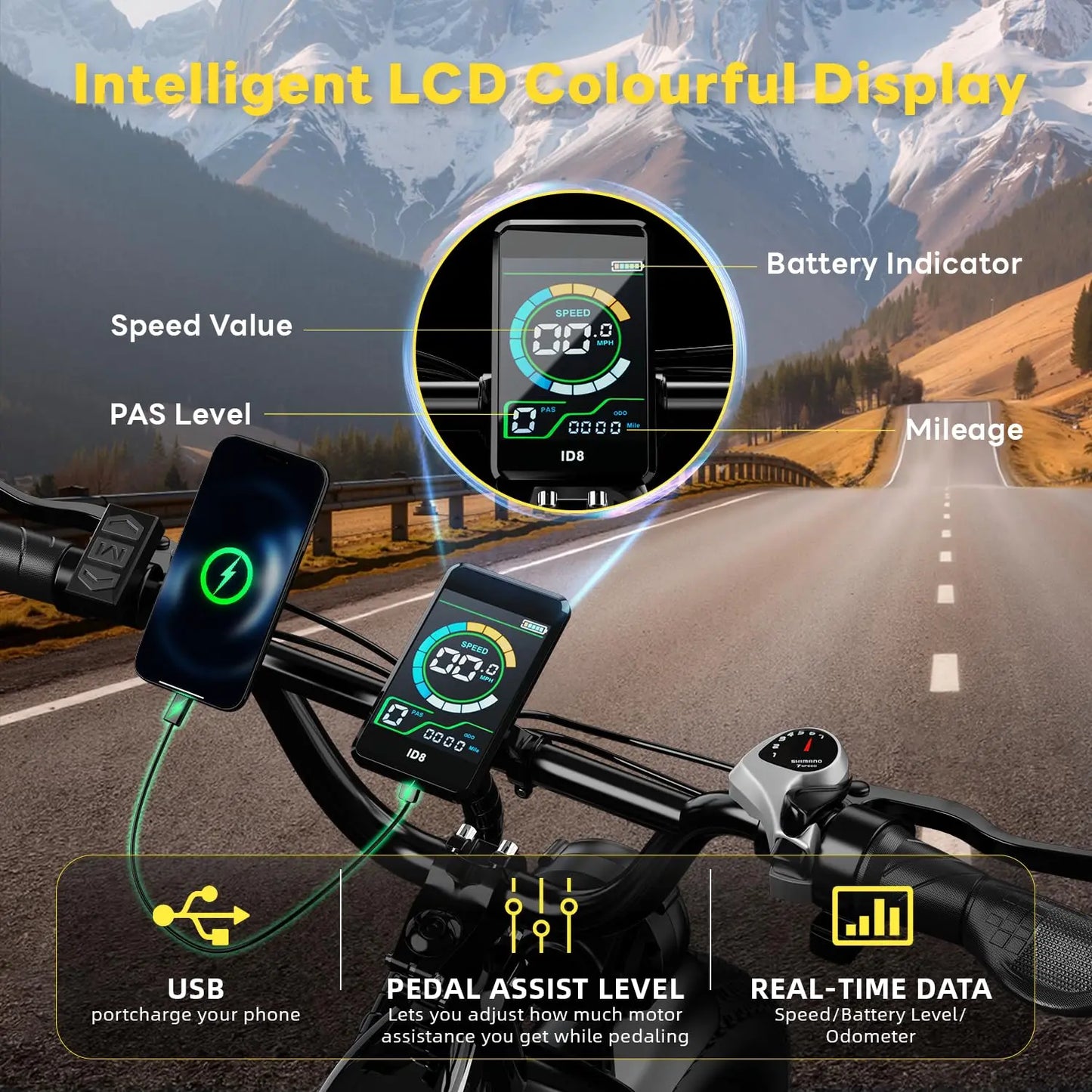 Electric Bike for Adults 1400W Peak, 48V 20AH(960WH) Removable Battery, 20"x4" Fat Tire Full Suspension 80 Miles, Customized