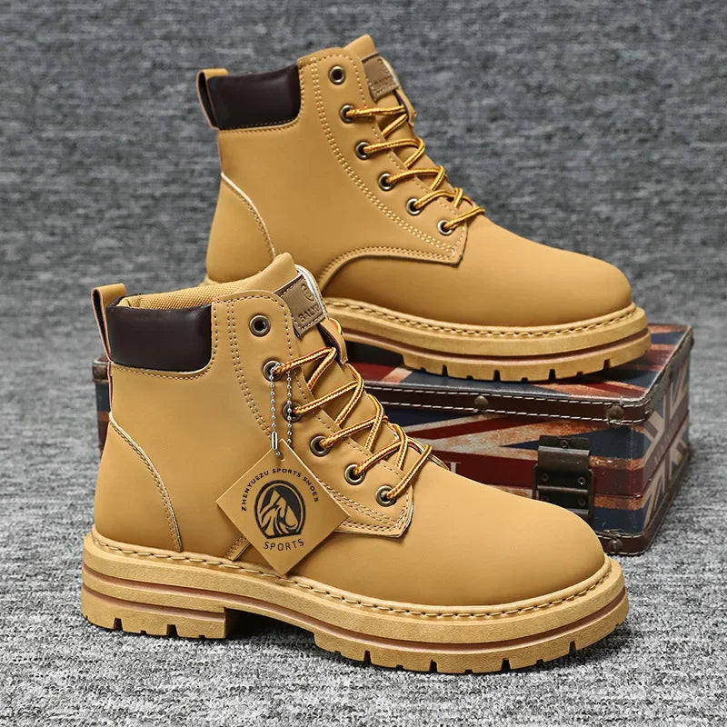 Men's Footwear Resistant Waterproof High-top Motorcycle Boots Soft Bottom Work Clothes Anti-slip Yellow Boots Men Cowboy Boots