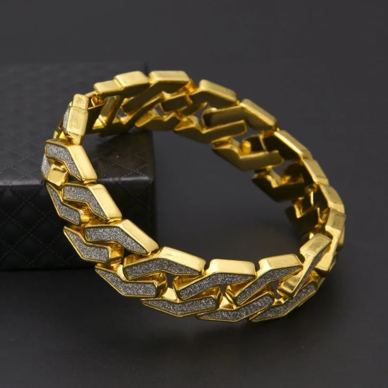 Luxury 24K 9999 Pure Gold real gold Bracelet Male Personalized Geometric Bracelet