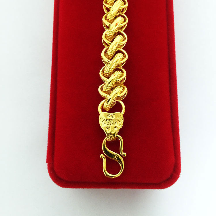 Real Gold color Chain Bracelet for men Pure Adjustable Fried Dough Twists Chain for Women Fine Jewelry Gifts