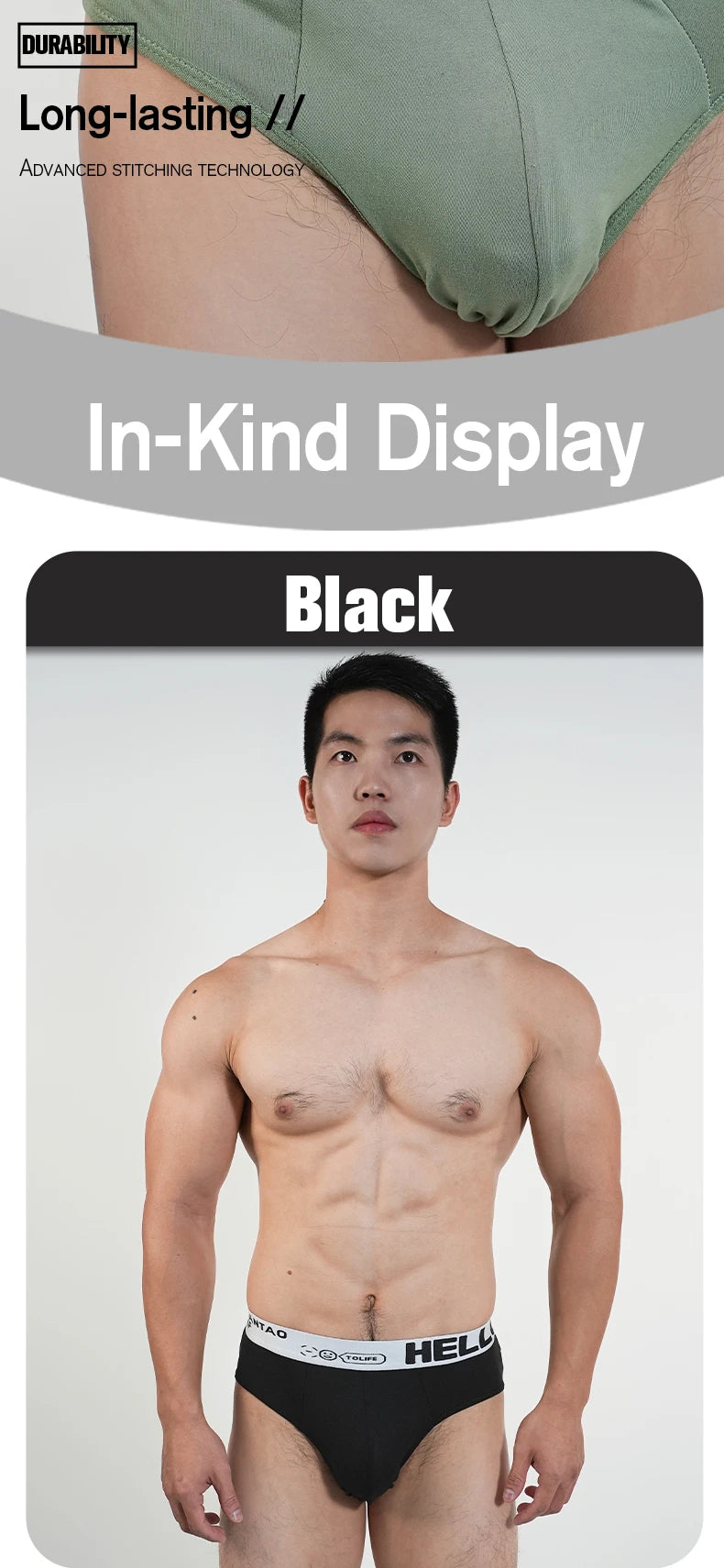 Mens Underwear Cotton Breathable Triangular Panty Fashion Sexy Slip U Underpants Hot Bikini Mid-Waist High Elasticity Men Briefs