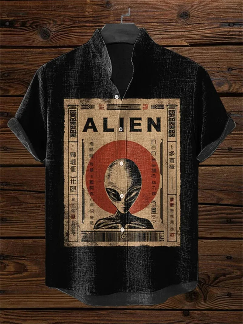 New Men's Linen Black Cat Art Shirt 3D Printed Casual Hawaiian Shirt Summer Men's Short Sleeve Shirt Beach Top