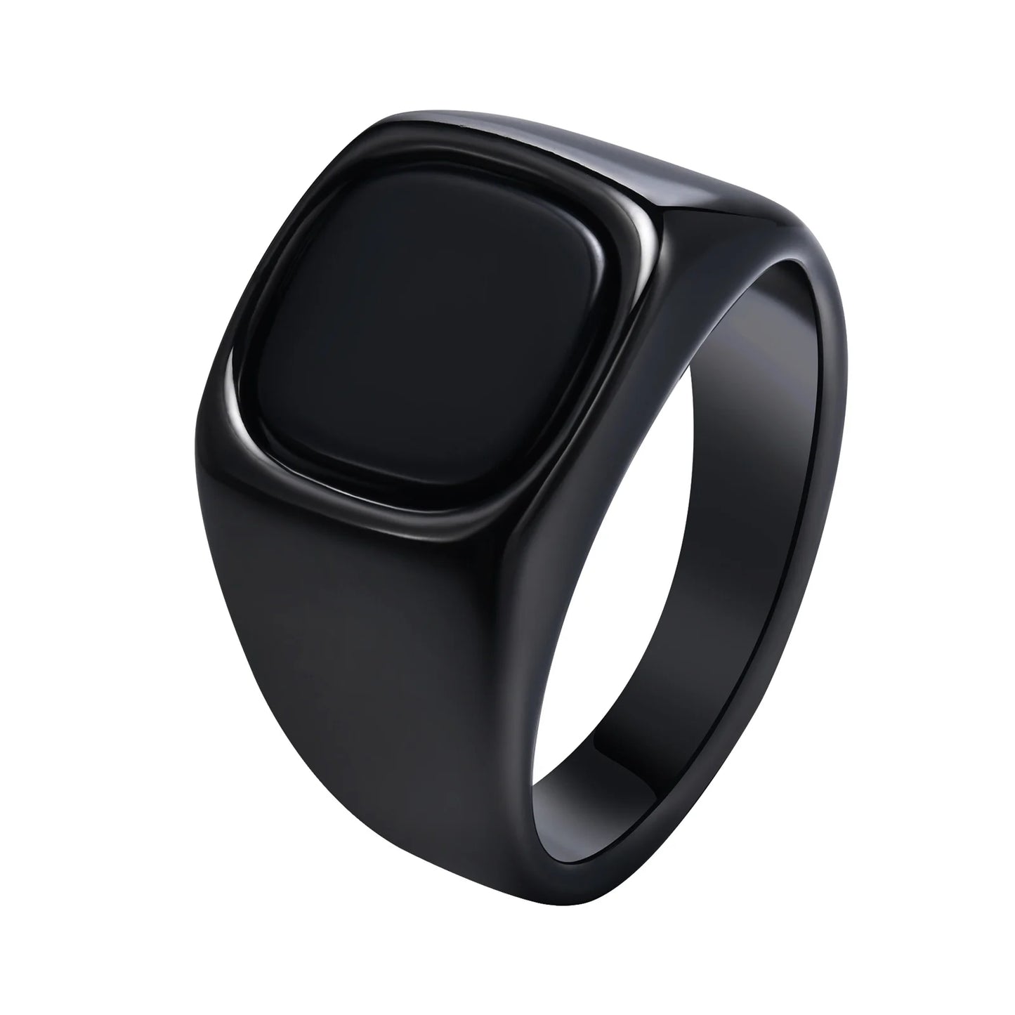 Stylish Square Natural Stone Ring for Men,Waterproof Stainless Steel Signet Ring,Birthday Party Gift for Him Dad