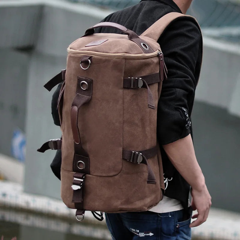 2025 Fashion Large Man Travel Bag Mountaineering Backpack Male Luggage Canvas Bucket Shoulder Army Bags For Boys Men Backpacks