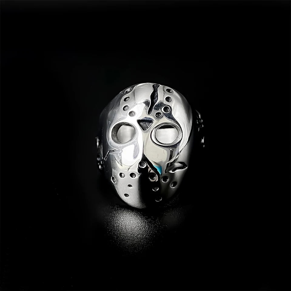 eManco Stainless Steel Mask Shape Prom Men's Titanium Ring 2025 New Pre-Owned Punk Vintage Metal Accessories Wholesale