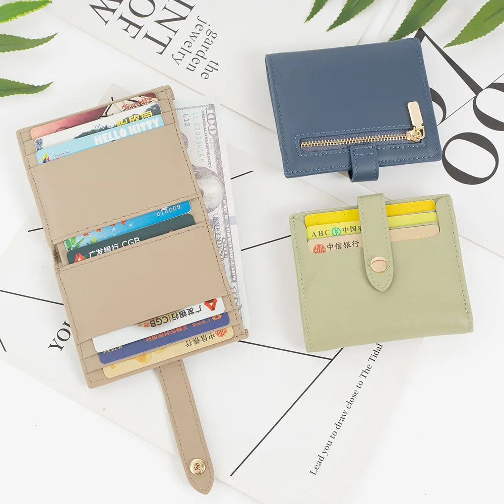 Luxury Design Genuine Leather Wallet For Woman Custom Initials Fashion Folding Passport Holder Business Card Holder Coin Purse