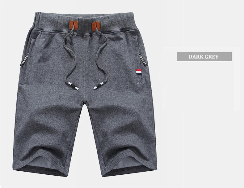 Shorts Men Cotton Casual Sports Men's Solid Shorts Drawstring Bermudas Elastic Waist Beach Short Pants Cool Summer New Fashion