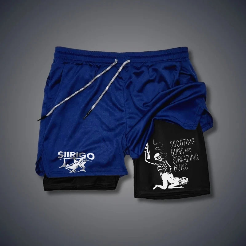 Men's Fitness Shorts Breathable Quick Drying Printed Double-Layer Shorts Summer Sports Casual Training Jogging Shorts XS-3XL