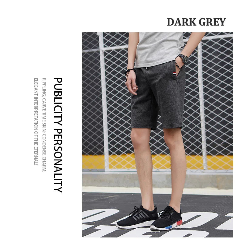 Shorts Men Cotton Casual Sports Men's Solid Shorts Drawstring Bermudas Elastic Waist Beach Short Pants Cool Summer New Fashion