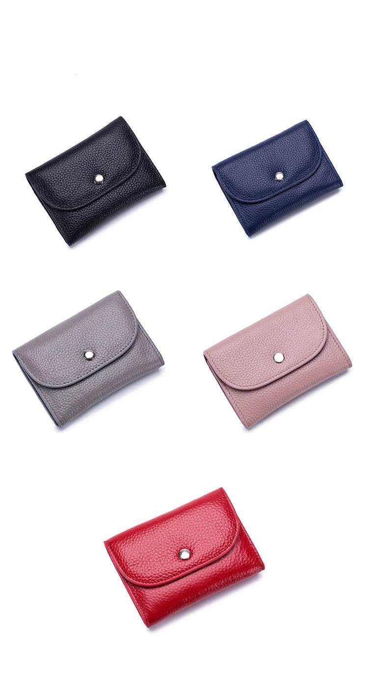 Genuine Leather Wallet Women Casual Simple Female Short Small Wallets Coin Purse Card Holder Men Money Bag with Zipper Pocket