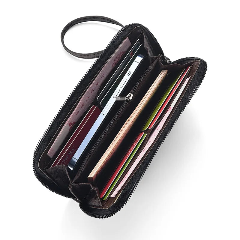 Men's Long Wallet Fashion Multiple Card Slots Card Holder Men Business Wallet Zipper Phone Pouch Coin Purse Change Card Bag