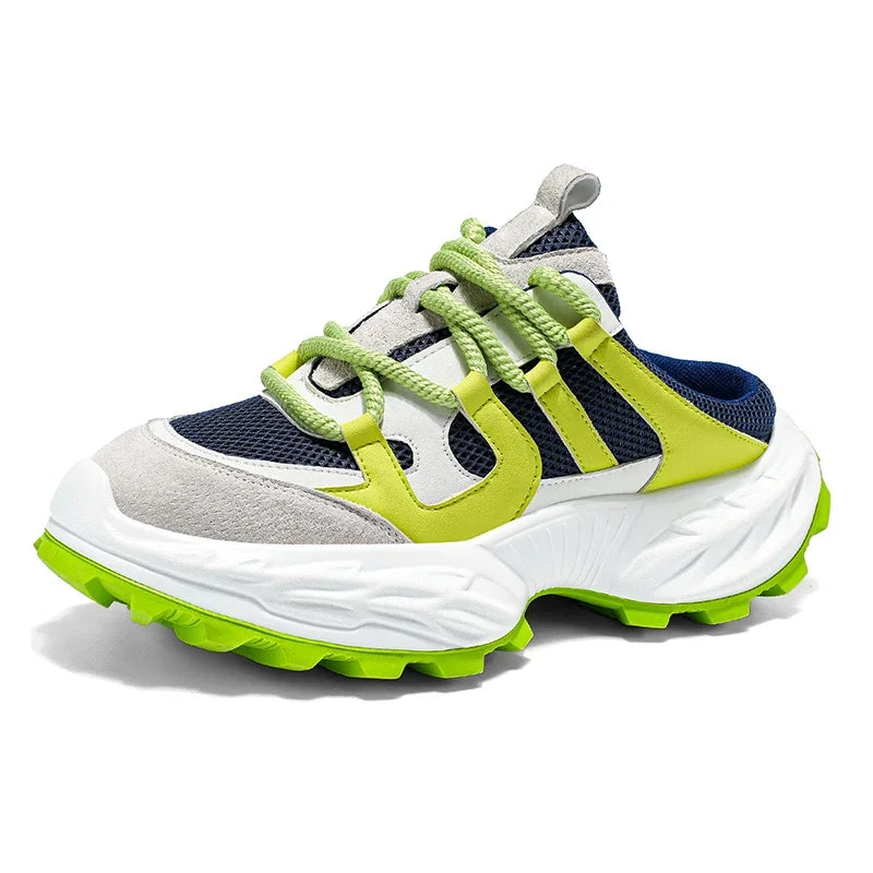Sneakers for Men Fashion Green Half Breathable Summer Chunky Shoes Men Streetwear Platform Sneakers Man Sports Casual Shoes 2025