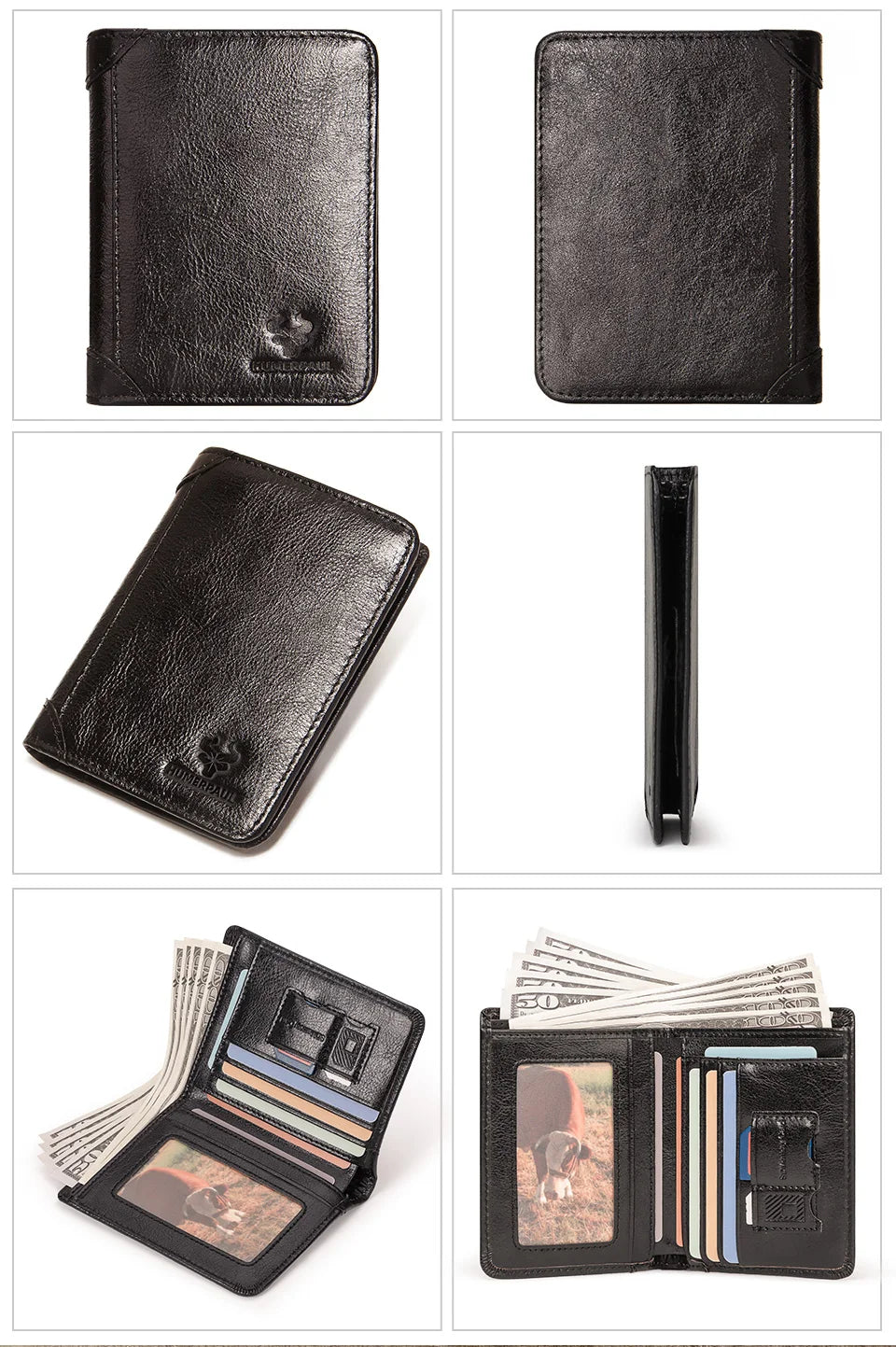 HUMERPAUL Slim Soft Real Leather Wallet for Men RFID Blocking Bifold Multi-card Card Holder ID Purse Male Thin Front Pocket