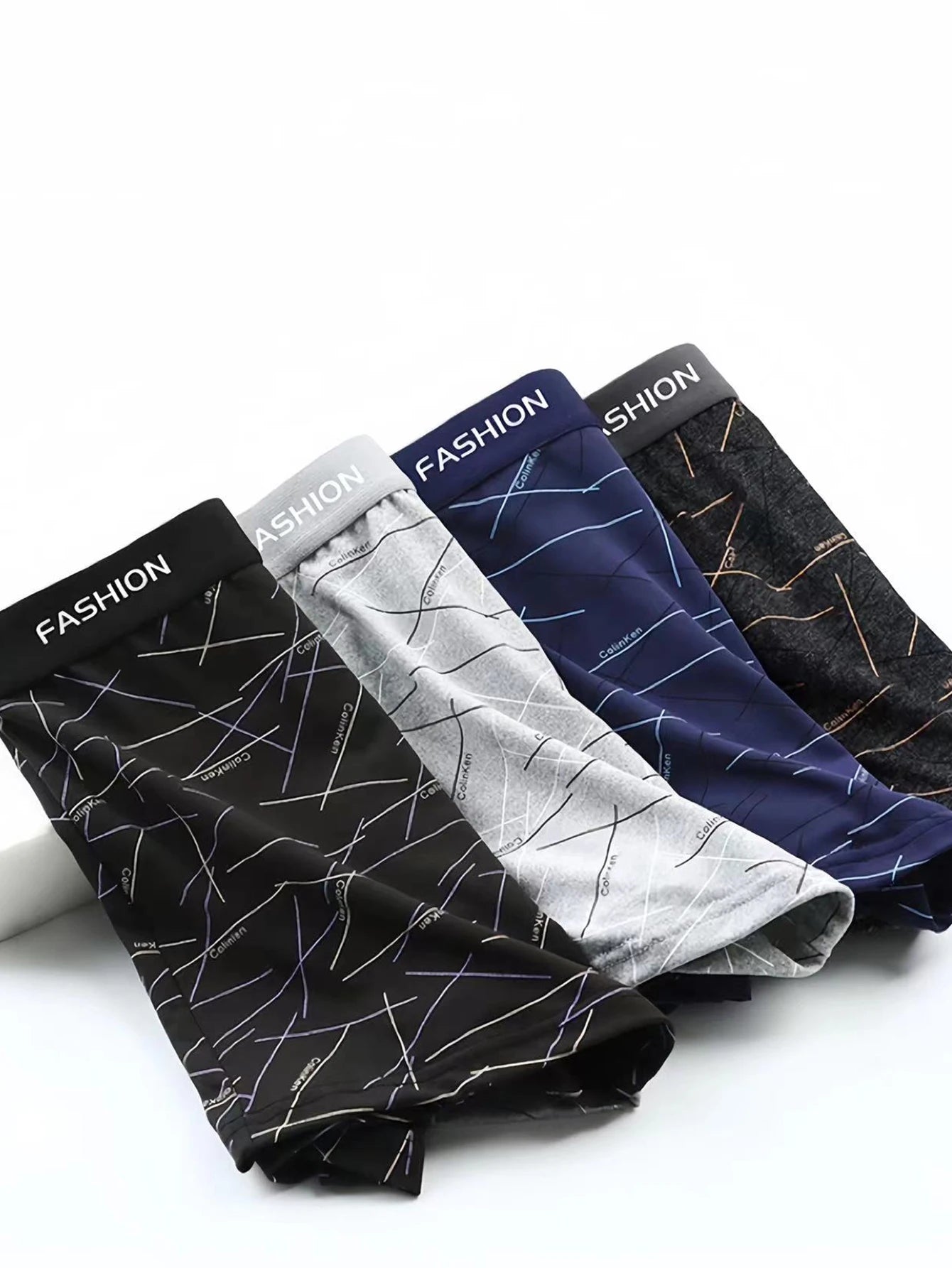 4 pieces of men's Underwear, fashionable trend high-stretch boxer shorts, breathable soft sports men's Underwear