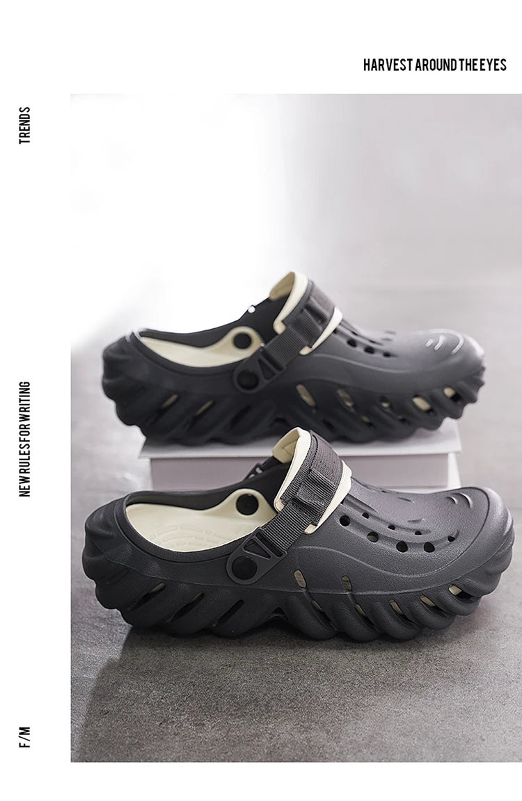 Summer New Men's Fashionable Versatile Sandals  Anti Slip and Wear-resistant Shoes Thick Soled Soft Soled Slippers Breathable